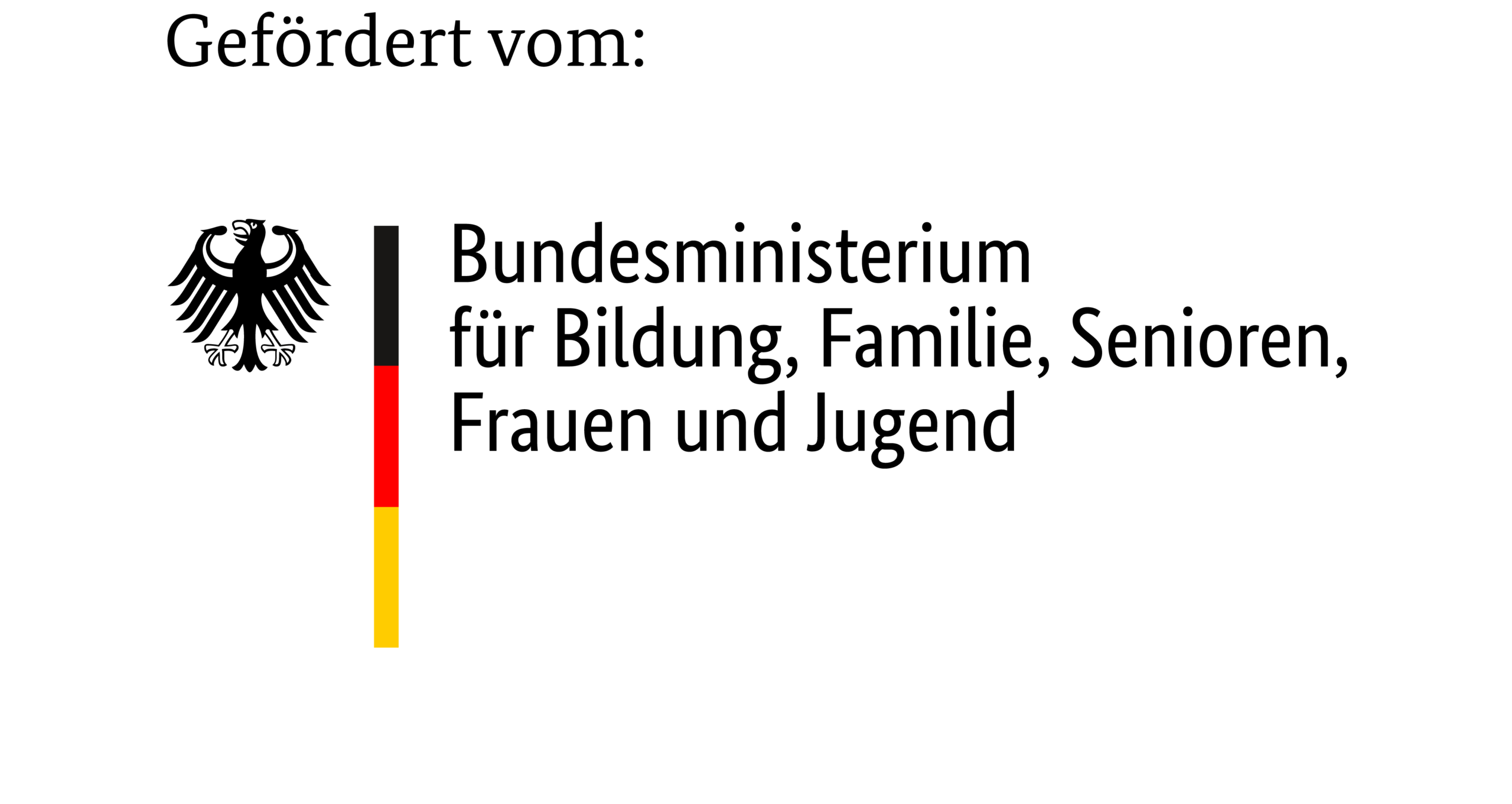 Das Bild zeigt das Logo des Bundesfamilienministeriums für Bildung, Familie, Senioren, Frauen und Jugend.