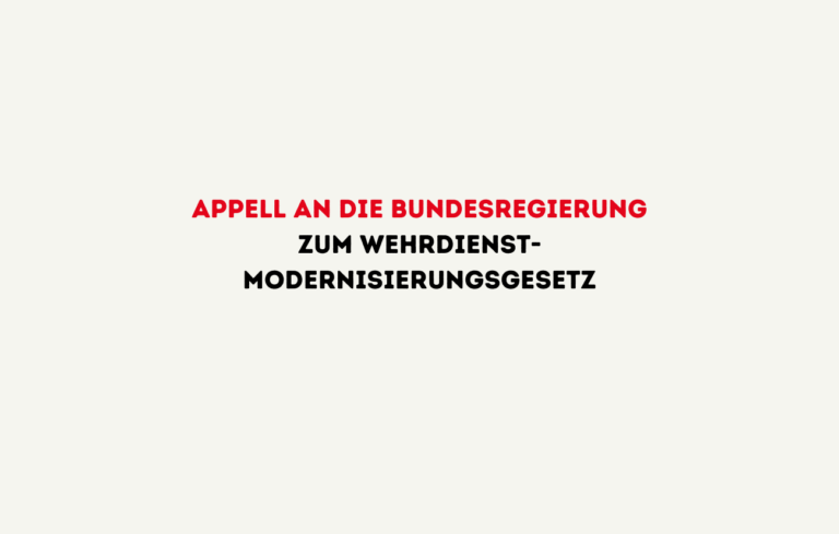 Das Bild zeigt den Appell an die Bundesregierung zum Wehrdienst-Modernisierungsgesetz